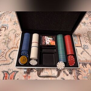 Deluxe Poker Chip Set with Case - Blue, White, Green, Red